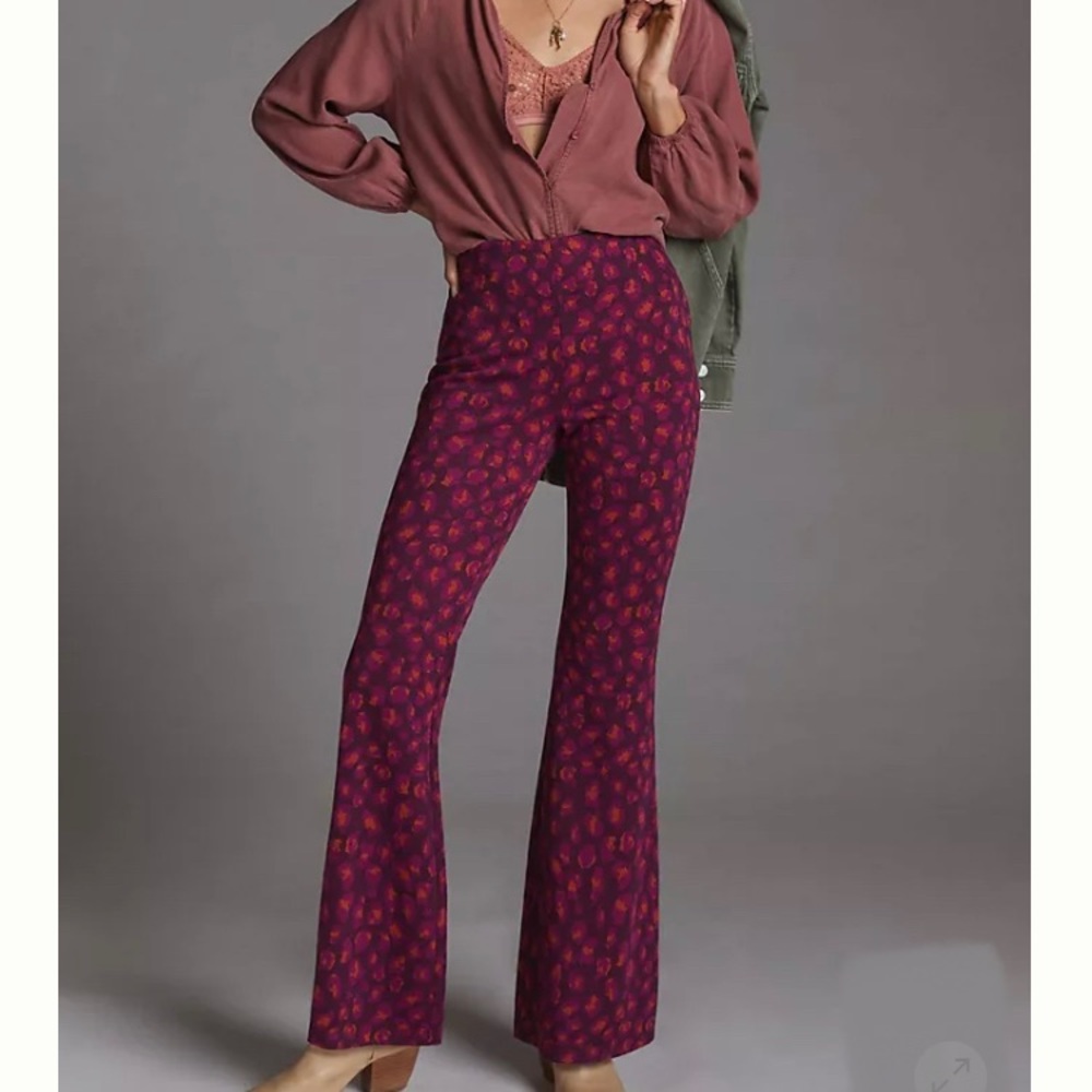 Anthropologie Pink and Purple Boot Cut Pants